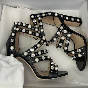 Jimmy Choo Moore 100 Black leather 37 chunky heel